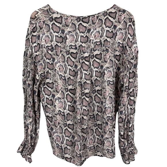 Allsaints Sheer Silk Blouse Penny Mirsa Snakeskin Faux Wrap Size S Designer Edgy - Picture 4 of 8
